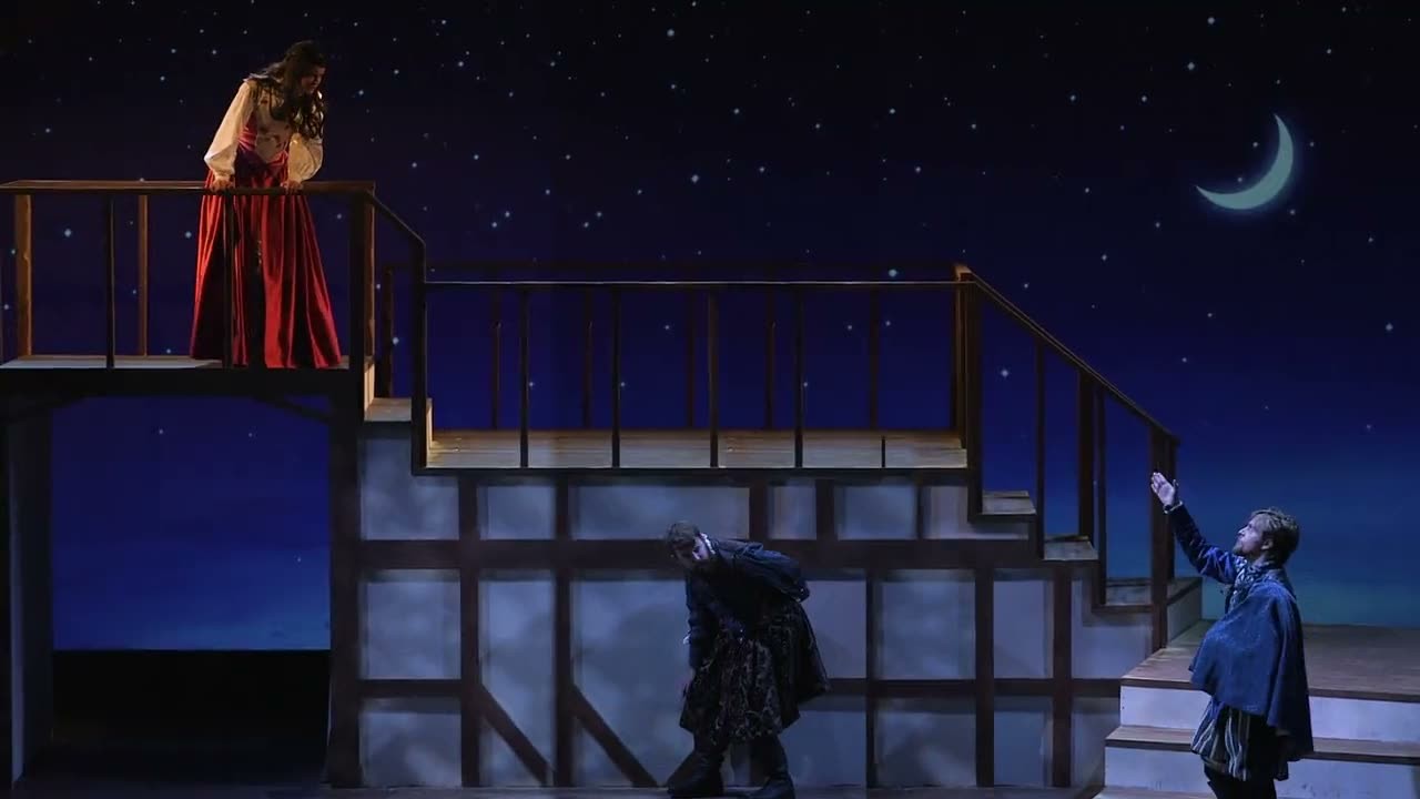 AMDA students performing a sword fight on stage